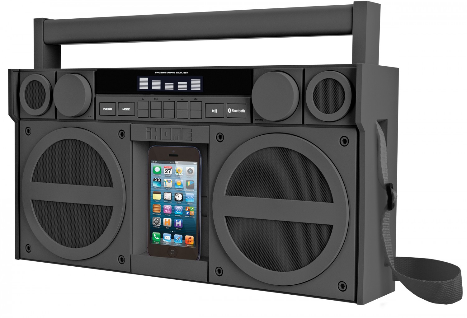 iHome iBT44 Bluetooth Mega Boombox mit FM Radio, gummiert